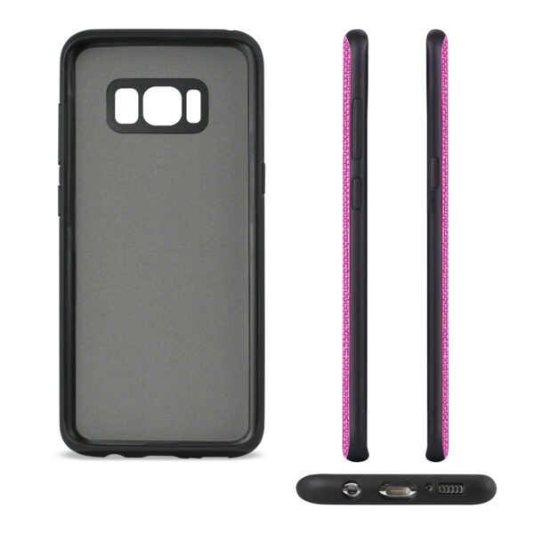 REIKO SAMSUNG GALAXY S8/ SM ANTI-SLIP TEXTURE PROTECTOR COVER WITH CARD SLOT IN HOT PINK - Image 3