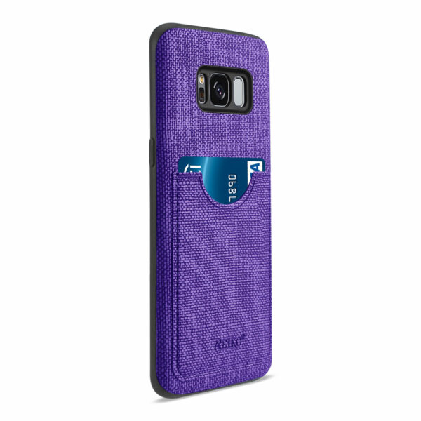 REIKO SAMSUNG GALAXY S8/ SM ANTI-SLIP TEXTURE PROTECTOR COVER WITH CARD SLOT IN PURPLE - Image 2