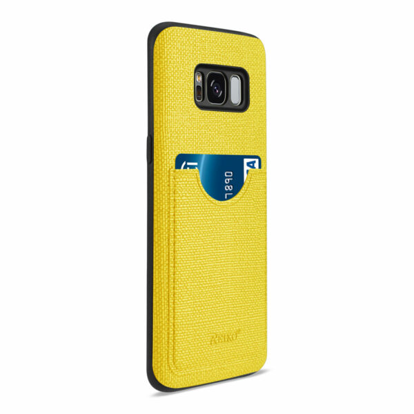 REIKO SAMSUNG GALAXY S8/ SM ANTI-SLIP TEXTURE PROTECTOR COVER WITH CARD SLOT IN YELLOW - Image 2