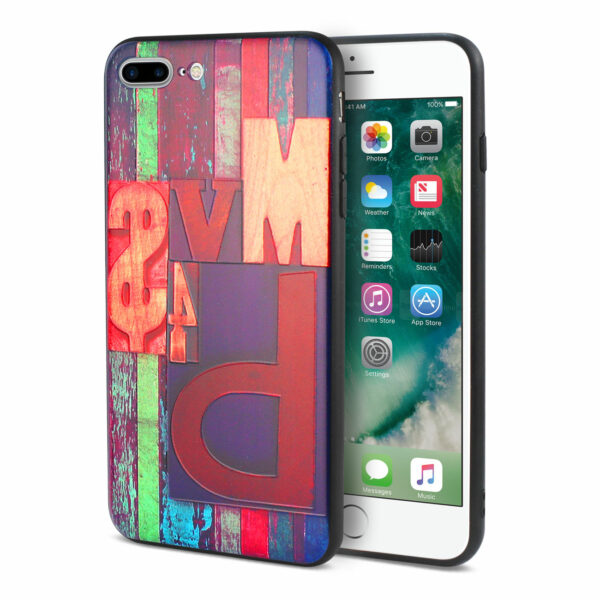 Reiko iPhone 8 Plus/ 7 Plus Embossed Wood Pattern Design TPU Case With Multi-Letter - Image 2