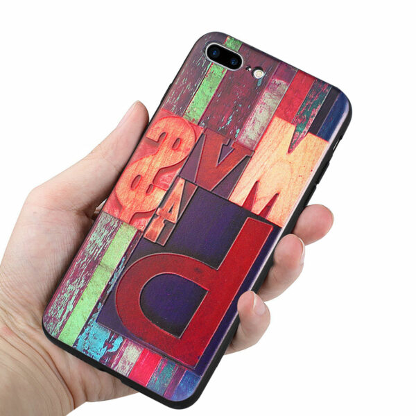 Reiko iPhone 8 Plus/ 7 Plus Embossed Wood Pattern Design TPU Case With Multi-Letter - Image 3