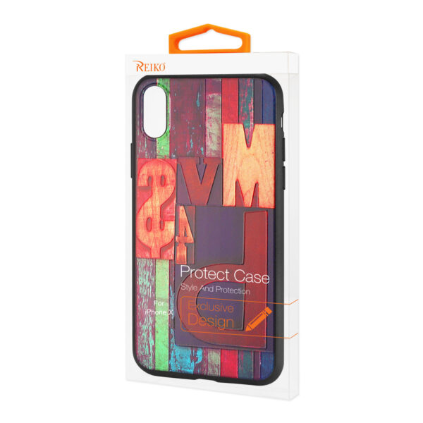 Reiko iPhone X/iPhone XS Embossed Wood Pattern Design TPU Case With Multi-Letter - Image 4