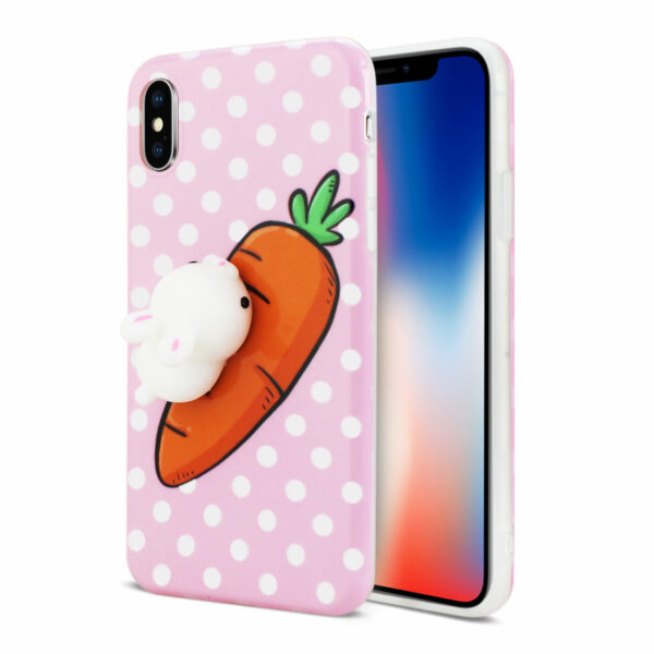 REIKO iPhone X/iPhone XS TPU DESIGN CASE WITH  3D SOFT SILICONE POKE SQUISHY RABBIT - Image 2
