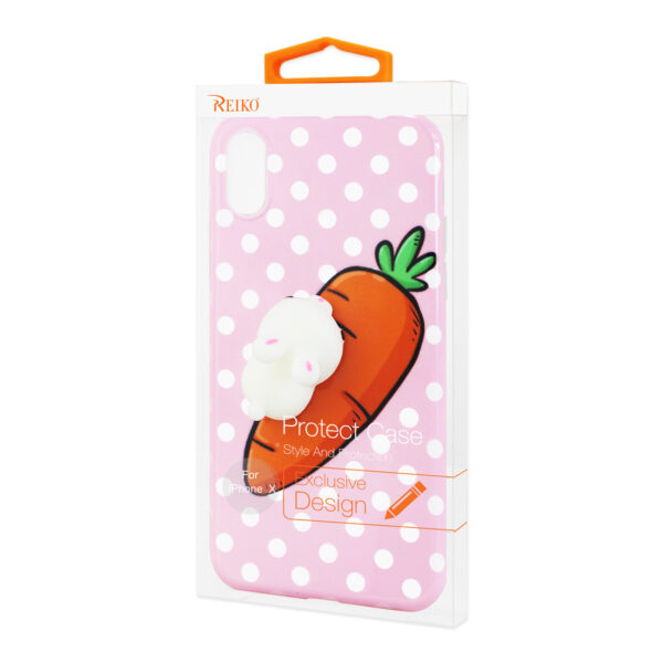 REIKO iPhone X/iPhone XS TPU DESIGN CASE WITH  3D SOFT SILICONE POKE SQUISHY RABBIT - Image 4