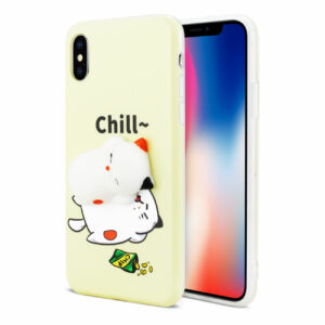 REIKO iPhone X/iPhone XS TPU DESIGN CASE WITH  3D SOFT SILICONE POKE SQUISHY SLEEPING CAT - Image 2