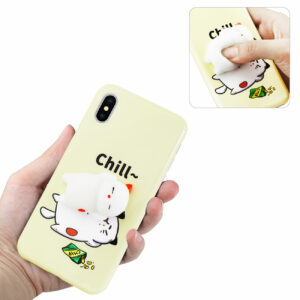REIKO iPhone X/iPhone XS TPU DESIGN CASE WITH  3D SOFT SILICONE POKE SQUISHY SLEEPING CAT - Image 3