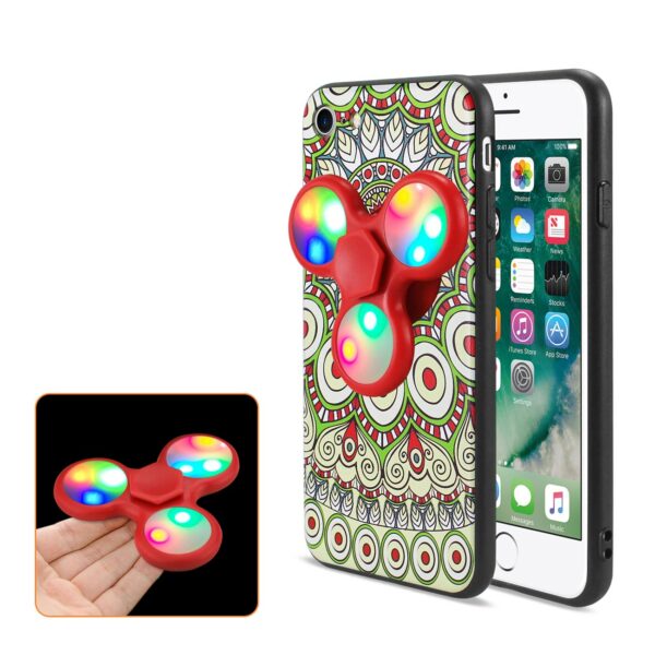 Reiko iPhone 7/8/SE2 Case Design The Inspiration Of Peacock Case With Led Fidget Spinner Clip On In Beige - Image 2