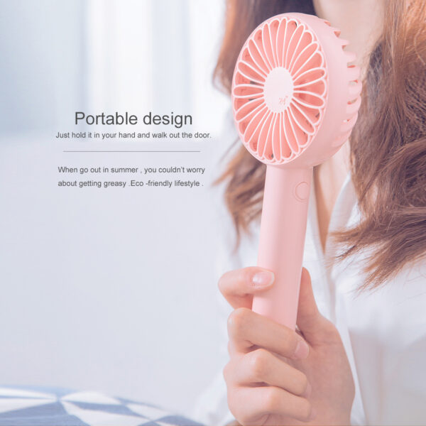 Handheld Fan, Mini Hand Held Fan, Rechargeable Desk Fan, 3 Speeds Electric Portable Personal Cooling Fan for Home Office Travel In Pink - Image 3