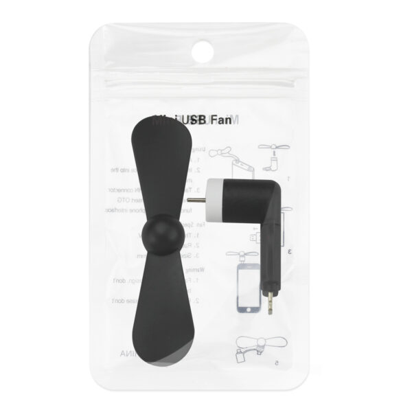 MINI FAN 2-IN-1 FOR IPHONE/ IPAD AND ANDROID IN BLACK - Image 4