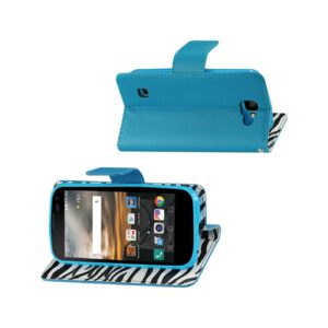 REIKO LG K3 WALLET CASE WITH INNER ZEBRA PRINT IN BLUE - Image 2