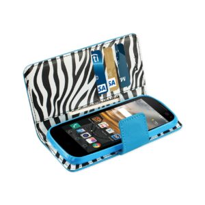 REIKO LG K3 WALLET CASE WITH INNER ZEBRA PRINT IN BLUE - Image 3