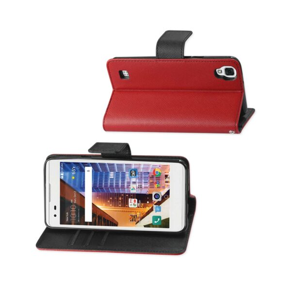 REIKO LG X STYLE (TRIBUTE HD) 3-IN-1 WALLET CASE IN RED - Image 2