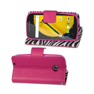 REIKO MOTOROLA MOTO E (2015) 3-IN-1 INTERIOR ZEBRA PATTERN WALLET CASE IN HOT PINK - Image 2