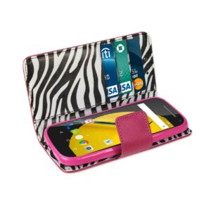 REIKO MOTOROLA MOTO E (2015) 3-IN-1 INTERIOR ZEBRA PATTERN WALLET CASE IN HOT PINK - Image 3