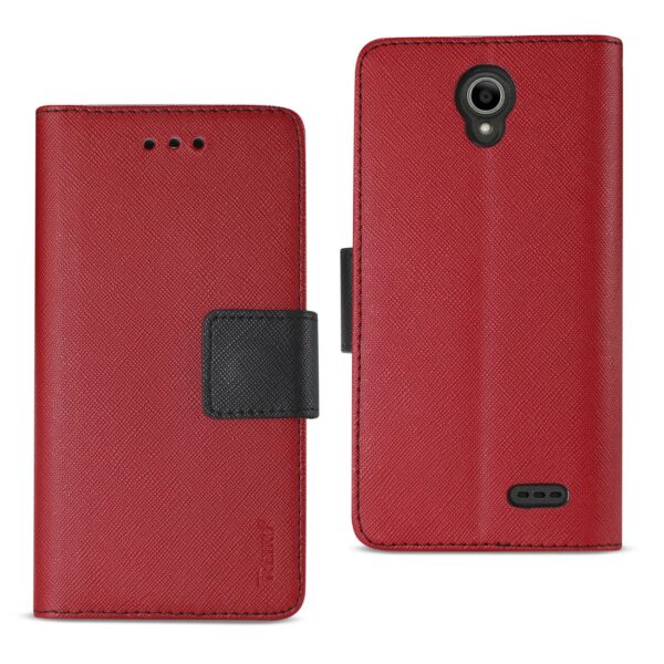 REIKO ZTE OVERTURE 3/ MAVEN 3/ PRESTIGE 2/ N9136 3-IN-1 WALLET CASE IN RED - Image 2