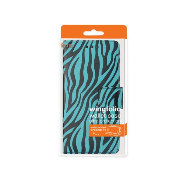REIKO IPHONE 6 PLUS 3-IN-1 ANIMAL ZEBRA PRINT WALLET CASE IN BLUE - Image 4