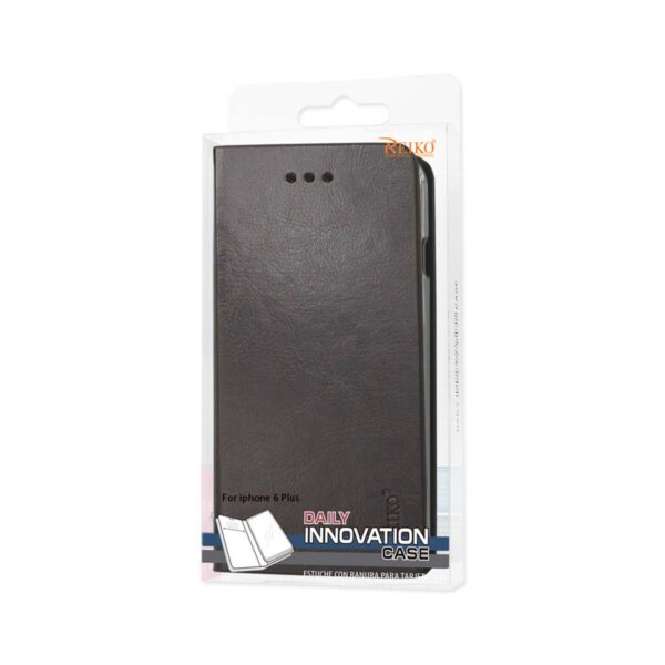REIKO IPHONE 6 PLUS FLIP FOLIO CASE WITH CARD HOLDER IN BROWN - Image 4