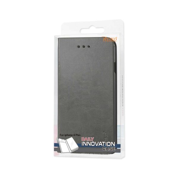 REIKO IPHONE 6 PLUS FLIP FOLIO CASE WITH CARD HOLDER IN GRAY - Image 4