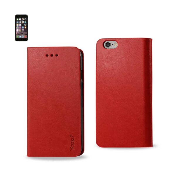 REIKO IPHONE 6 PLUS FLIP FOLIO CASE WITH CARD HOLDER IN RED