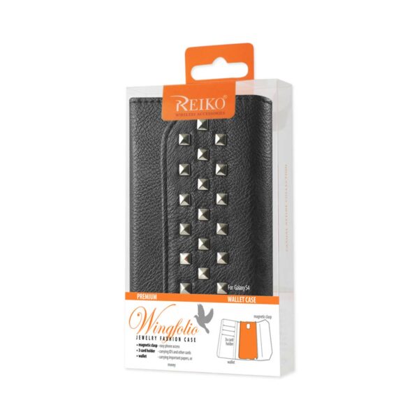 REIKO SAMSUNG GALAXY S4 STUDS WALLET CASE IN BLACK - Image 4