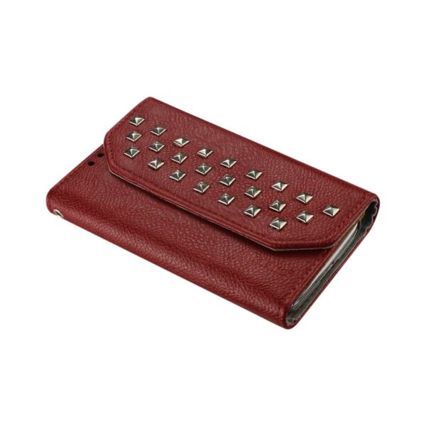 REIKO SAMSUNG GALAXY S4 STUDS WALLET CASE IN DARK RED - Image 3