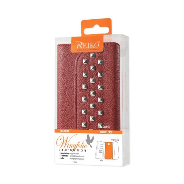 REIKO SAMSUNG GALAXY S4 STUDS WALLET CASE IN DARK RED - Image 4