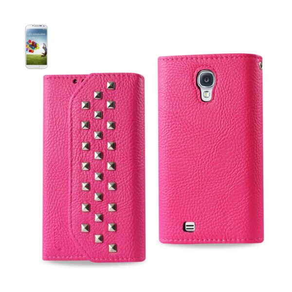 REIKO SAMSUNG GALAXY S4 STUDS WALLET CASE IN HOT PINK