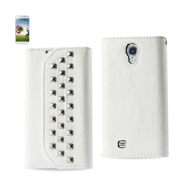 REIKO SAMSUNG GALAXY S4 STUDS WALLET CASE IN WHITE