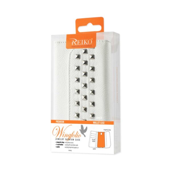 REIKO SAMSUNG GALAXY S4 STUDS WALLET CASE IN WHITE - Image 4