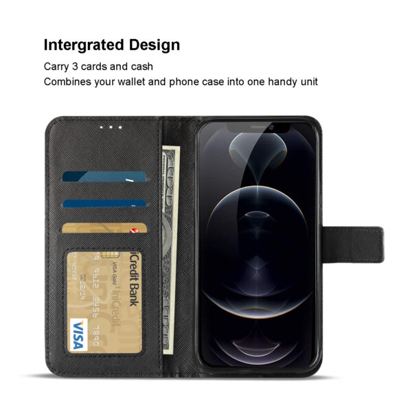 Slim Stand Case with Card Holder Slots APPLE IPHONE 12/IPHONE 12 PRO In Black - Image 3