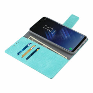 REIKO SAMSUNG S8 EDGE/ S8 PLUS DENIM WALLET CASE WITH GUMMY INNER SHELL AND KICKSTAND FUNCTION IN BLUE - Image 3