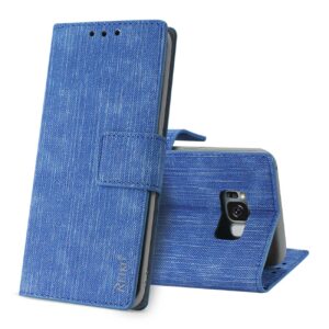 REIKO SAMSUNG GALAXY S8/ SM DENIM WALLET CASE WITH GUMMY INNER SHELL AND KICKSTAND FUNCTION IN NAVY - Image 2