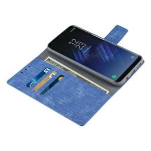 REIKO SAMSUNG GALAXY S8/ SM DENIM WALLET CASE WITH GUMMY INNER SHELL AND KICKSTAND FUNCTION IN NAVY - Image 3