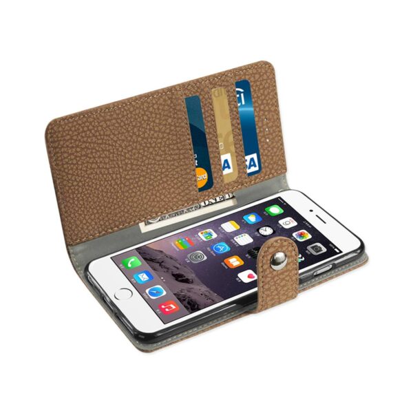 REIKO IPHONE 6 PLUS/ 6S PLUS WALLET CASE WITH SLIDE OUT POCKET AND FOLD STAND IN BROWN - Image 3