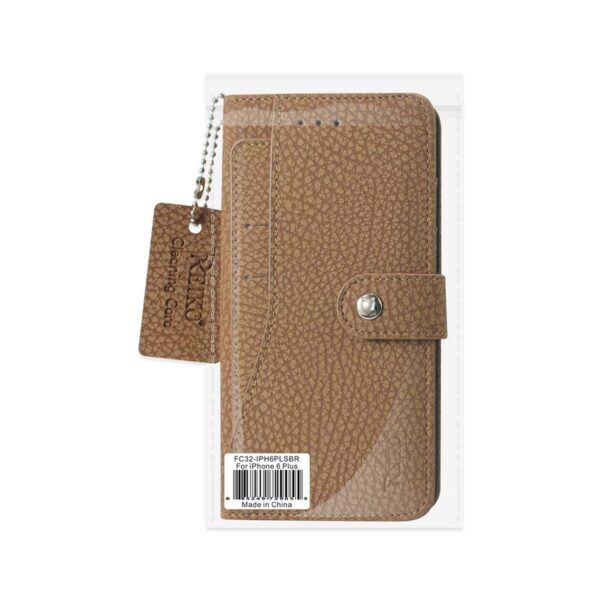 REIKO IPHONE 6 PLUS/ 6S PLUS WALLET CASE WITH SLIDE OUT POCKET AND FOLD STAND IN BROWN - Image 4