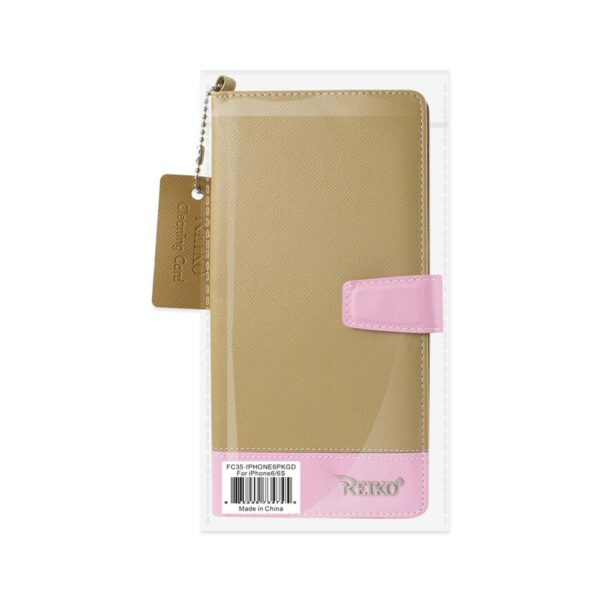 REIKO IPHONE 6/ 6S TWO TONE SUPER WALLET CASE WITH MULTIPLE CARD SLOTS IN PINK GOLD - Image 3