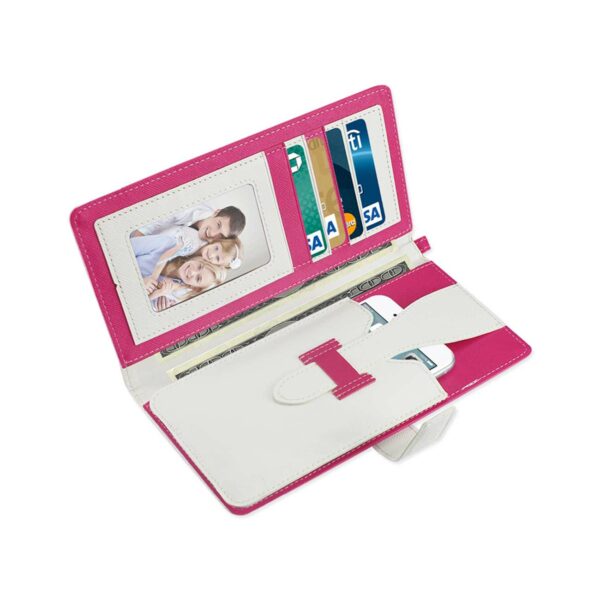 REIKO IPHONE 6/ 6S TWO TONE SUPER WALLET CASE WITH MULTIPLE CARD SLOTS IN WHITE HOT PINK - Image 2