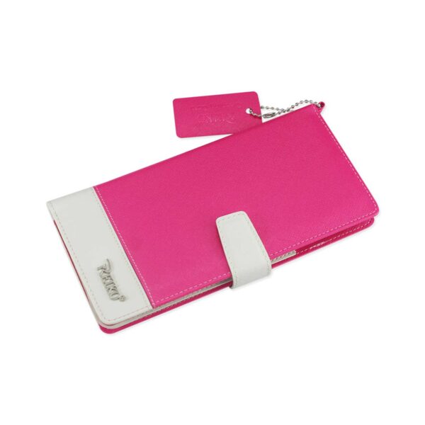 REIKO IPHONE 6/ 6S TWO TONE SUPER WALLET CASE WITH MULTIPLE CARD SLOTS IN WHITE HOT PINK - Image 3
