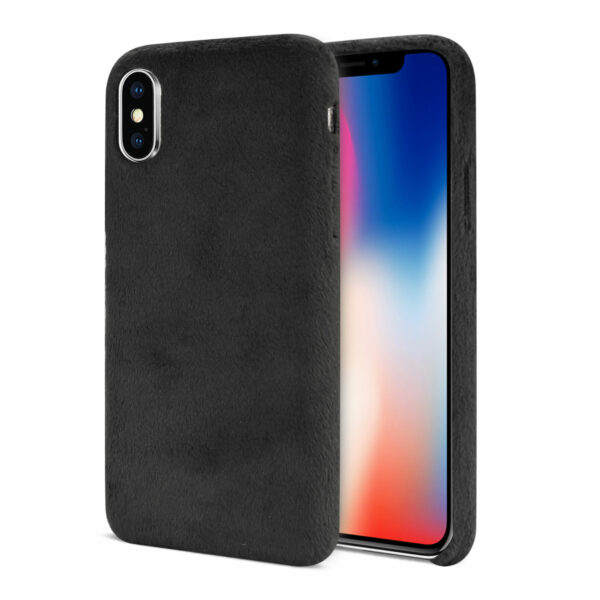 Reiko iPhone X/iPhone XS Fuzzy Fur Soft TPU Case In Black - Image 2
