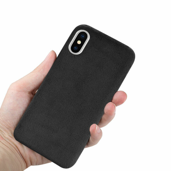 Reiko iPhone X/iPhone XS Fuzzy Fur Soft TPU Case In Black - Image 3