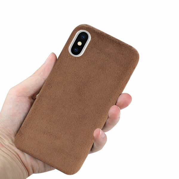 Reiko iPhone X/iPhone XS Fuzzy Fur Soft TPU Case In Brown - Image 3