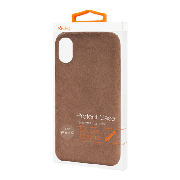 Reiko iPhone X/iPhone XS Fuzzy Fur Soft TPU Case In Brown - Image 4