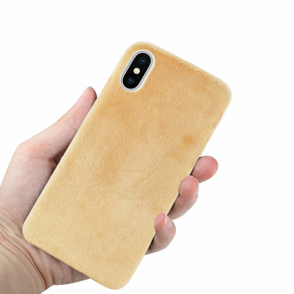 Reiko iPhone X/iPhone XS Fuzzy Fur Soft TPU Case In Camel - Image 3
