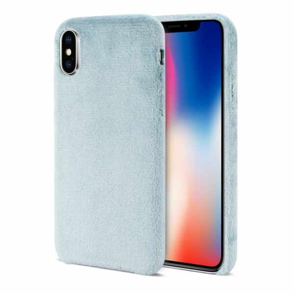 Reiko iPhone X/iPhone XS Fuzzy Fur Soft TPU Case In Gray - Image 2