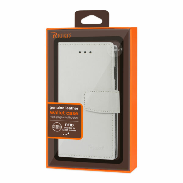 Reiko iPhone 7/8/SE2 Genuine Leather Wallet Case With RFID Card Protection In Ivory - Image 4