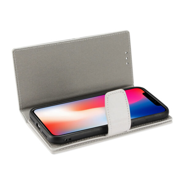 Reiko iPhone X/iPhone XS Genuine Leather Wallet Case With Rfid Card Protection In Ivory - Image 2