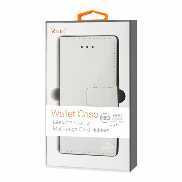 Reiko iPhone X/iPhone XS Genuine Leather Wallet Case With Rfid Card Protection In Ivory - Image 4