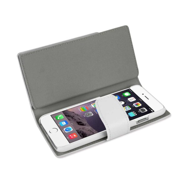 REIKO IPHONE 6 PLUS GENUINE LEATHER WALLET CASE WITH OPEN THUMB CUT IN IVORY - Image 2
