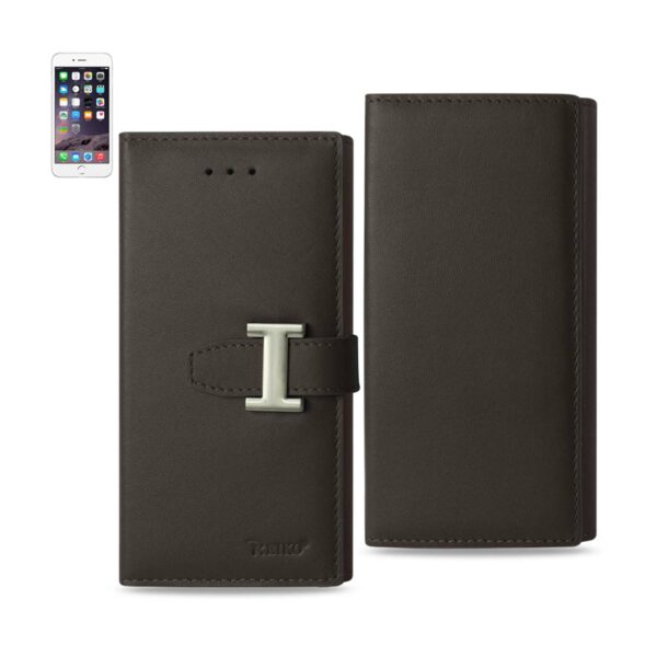 REIKO IPHONE 6 PLUS GENUINE LEATHER RFID WALLET CASE IN UMBER