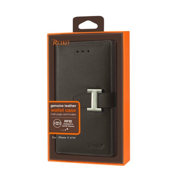 REIKO IPHONE 6 PLUS GENUINE LEATHER RFID WALLET CASE IN UMBER - Image 4
